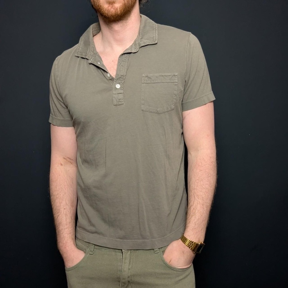 Billy Reid Green Pensacola Cotton Slim Polo Shirt Medium